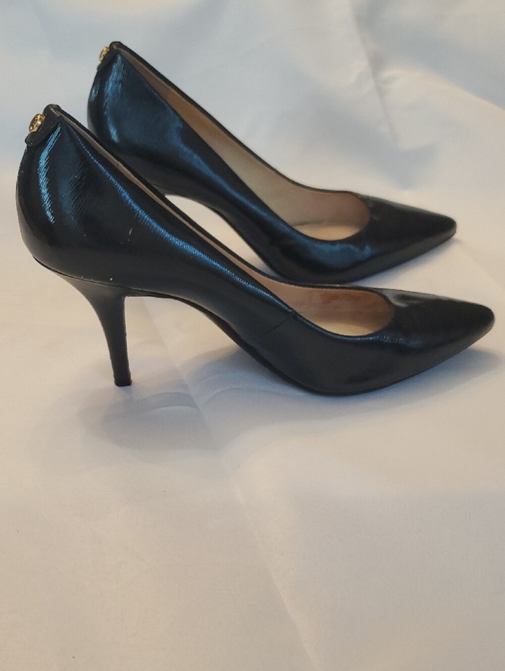 MICHAEL Michael Kors Dark Navy Pointed-Toe Patent Leather Pumps Heels Sz 8.5 - Picture 6 of 10